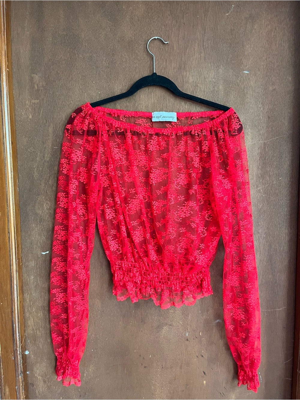 Red Lace Off-Shoulder Blouse - Vintage